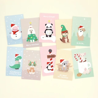 Birthday Cards: Christmas Animals (10 pcs.) 1/6