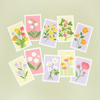 Birthday Cards: Flowers (10 pcs.) 1/6